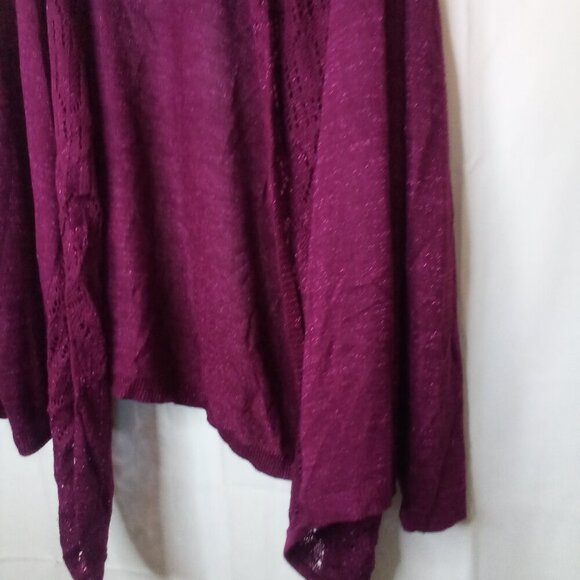 Jaclyn Smith Cardigan 3X Long Sleeve Open Front Lightweight Crochet Lace Purple - Picture 8 of 16